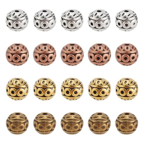 HOBBIESAY 20 Stück 4 Farben Abstandsperlen Im Tibetischen Stil 8mm Gewellte Runde Metallperlen Texturierte Legierungsperlen Bastelperlen Retro Armbandperlen Zur Schmuckherstellung Loch:1mm HOBBIESAY 20 Stück 4 Farben Abstandsperlen Im Tibetischen Stil 8mm Gewellte Runde Metallperlen Texturierte Legierungsperlen Bastelperlen Retro Armbandperlen Zur Schmuckherstellung Loch:1mm von HOBBIESAY