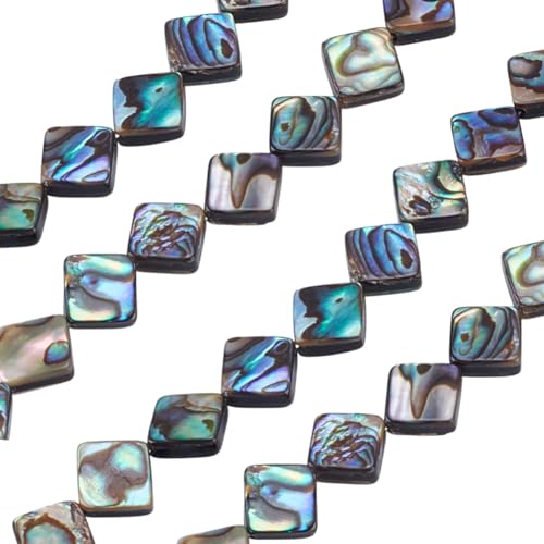 HOBBIESAY 20 Stück Natürliche Abalone Muschelperlen Flach Lose Abalone Muschelperlen Rautenförmiger Perlenstrang Paua Muscheln Perlenstränge Für Armbänder Halsketten Schmuckherstellung Loch:1mm von HOBBIESAY
