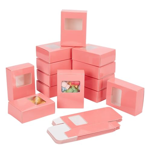 HOBBIESAY 20 Stück Papier Box mit CLear Fenster kleine Seife Verpackung Boxen 2.6x1.2x3.5 Zoll niedlich handgemachte Kerze Boxen für Hochzeit Geburtstag Party Schmuck Süßigkeiten Boxen dekorative von HOBBIESAY