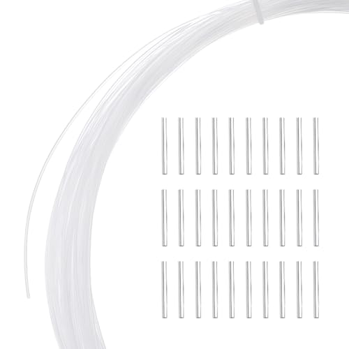 HOBBIESAY 32 Yards Nylon Memory Draht Für Hutkrempen In Der Millinery 30 Stück Messingröhrenperlen 2mm Vergoldete Röhrenperlen Runde Röhren Lose Abstandsperlen Zur Schmuckherstellung Loch: 4.6mm von HOBBIESAY