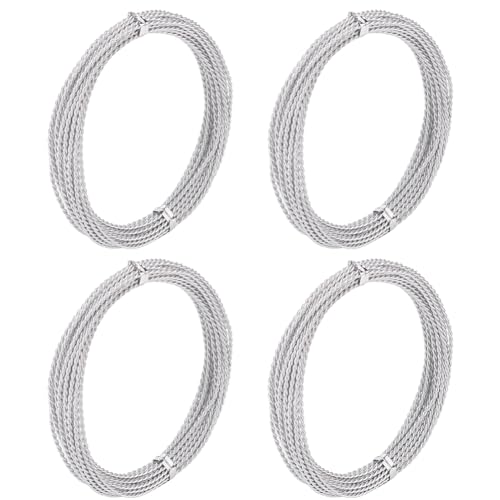 HOBBIESAY 4 Rolle 20m Gedrehte Runde Aluminiumdrähte Biegbare Girlanden Basteldrähte Silberfarben Bastelkunstdrähte Bildhauereimodellbau Perlendrähte Zum Drahtwickeln Schmuckherstellung von HOBBIESAY