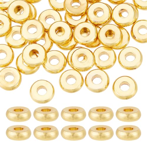 HOBBIESAY 40 Stück 18 Karat Vergoldete Perlen 5mm Flache Runde Lose Abstandsperlen Heishi Perlen Aus Metall Glatte Abstandsperlen Aus Metall Zur Schmuckherstellung Loch:1.5mm HOBBIESAY 40 Stück 18 Karat Vergoldete Perlen 5mm Flache Runde Lose Abstandsperlen Heishi Perlen Aus Metall Glatte Abstandsperlen Aus Metall Zur Schmuckherstellung Loch:1.5mm von HOBBIESAY