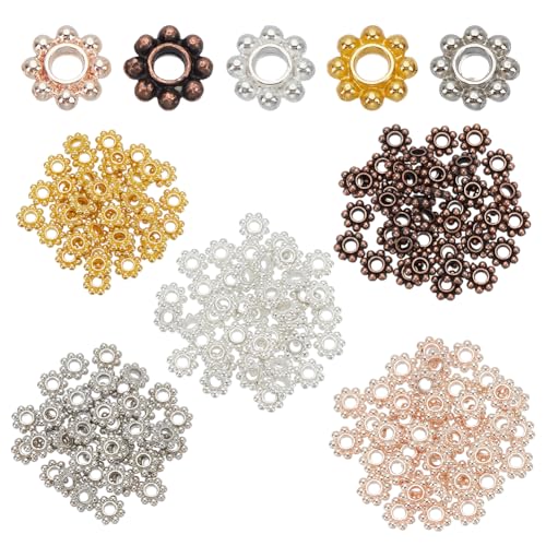 HOBBIESAY 5 Farbe 200 Stück Blumen Abstandsperlen 5mm Mini Metallperlen Lose Perlen Im Tibetischen Stil Gänseblümchen Perlen Verbindungsperlen Für DIY Armbänder Schmuckherstellung Bohrung:1.8mm HOBBIESAY 5 Farbe 200 Stück Blumen Abstandsperlen 5mm Mini Metallperlen Lose Perlen Im Tibetischen Stil Gänseblümchen Perlen Verbindungsperlen Für DIY Armbänder Schmuckherstellung Bohrung:1.8mm von HOBBIESAY