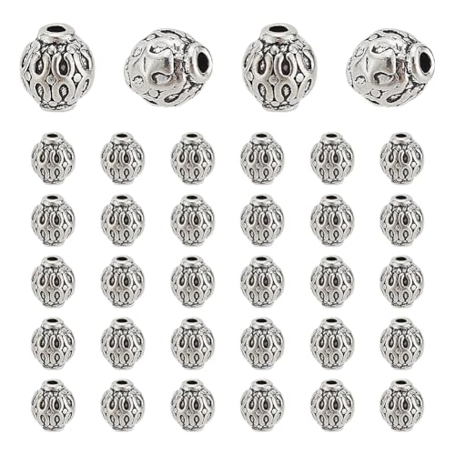 HOBBIESAY 50 Stück Runde Abstandsperlen 6mm Silberperle Im Tibetischen Stil Kleine Lose Abstandsperlen Mini Verbindungsperlen Aus Metall Zur Schmuckherstellung Bohrung:1.5mm HOBBIESAY 50 Stück Runde Abstandsperlen 6mm Silberperle Im Tibetischen Stil Kleine Lose Abstandsperlen Mini Verbindungsperlen Aus Metall Zur Schmuckherstellung Bohrung:1.5mm von HOBBIESAY