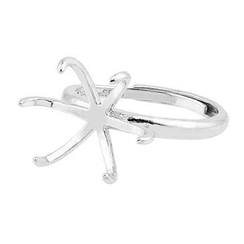 HOBBIESAY 1 Stück Ringbasen Aus Sterlingsilber Verstellbare Krappenfassung Platinring Rohling Fingerring Beschläge Mit S925 Stempel Für Edelsteinfassung Handgefertigter Schmuck DIY Ring Für Frauen von HOBBIESAY