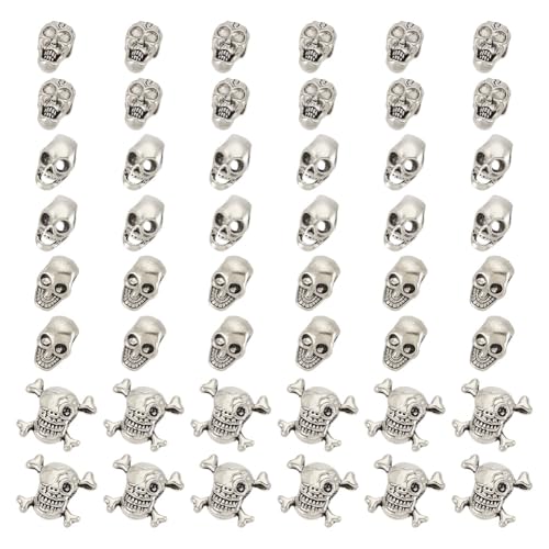 HOBBIESAY 60 Stück 4 Stile Antike Silberne Totenkopfperlen 10.5-15mm Totenkopfperlen Im Tibetischen Stil Legierung Totenkopf Lose Abstandsperlen Totenkopfkopfperlen Loch: 3-5mm HOBBIESAY 60 Stück 4 Stile Antike Silberne Totenkopfperlen 10.5-15mm Totenkopfperlen Im Tibetischen Stil Legierung Totenkopf Lose Abstandsperlen Totenkopfkopfperlen Loch: 3-5mm von HOBBIESAY