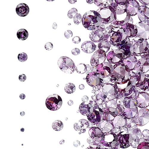 HOBBIESAY 8 Größe 160 Stück Zirkonia Cabochons 1-7mm Violetter Kristall Facettierter Diamant Strass Mit Spitzer Rückseite Für Nagelkunst Ohrringe Armbänder Ringe Schmuck DIY Basteln von HOBBIESAY