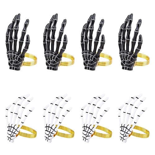 HOBBIESAY 8 Stück 2 Farben Halloween Skeletthand Kunststoff Serviettenringe Handgefertigte Geisterhand Mit Serviettenhalter Aus Legierung Schmuck Für Esstischdekoration Mit Horrorthema von HOBBIESAY
