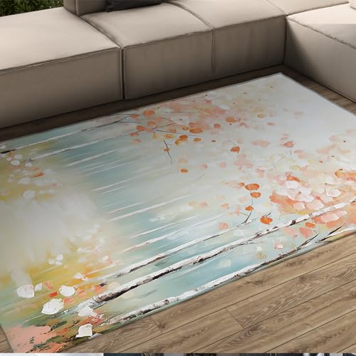 Aquarellmalerei Niederflorteppich Herbst Birke Wald Druck rutschfeste Teppiche für Wohnzimmer Schlafzimmer Natur Landschaft Wohnkultur 80 x 150 cm Aquarellmalerei Niederflorteppich Herbst Birke Wald Druck rutschfeste Teppiche für Wohnzimmer Schlafzimmer Natur Landschaft Wohnkultur 80 x 150 cm von HOBBOY