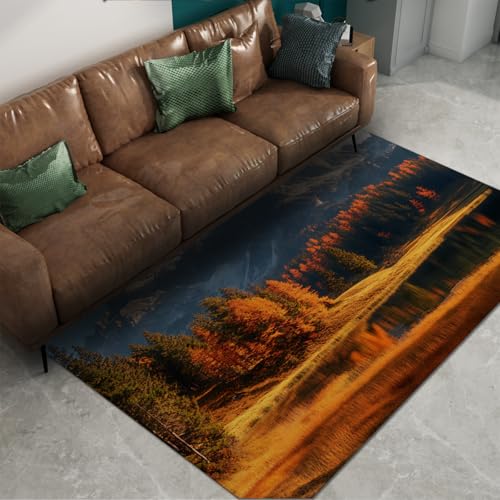 Berglandschaft Bereich Teppiche Herbst Natur Landschaft Drucke Dünner Teppich für Wohnzimmer Schlafzimmer Küche Tragbar 180 x 240 cm von HOBBOY