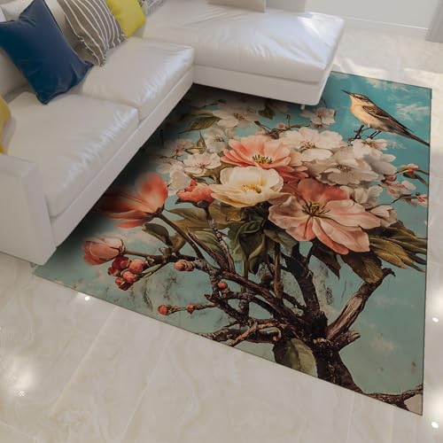 Blühende Blumen Bereich Teppiche Frühling Blauer Himmel und Fliegende Vögel Druck Dünne Türmatte für Wohnzimmer Schlafzimmer Balkon Flur Waschbar 150 x 210 cm Blühende Blumen Bereich Teppiche Frühling Blauer Himmel und Fliegende Vögel Druck Dünne Türmatte für Wohnzimmer Schlafzimmer Balkon Flur Waschbar 150 x 210 cm von HOBBOY