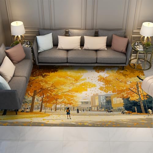 College Style Bereich Teppiche Herbst Campus Szene Gelbe Bäume Druck Niederflor Teppich für Wohnzimmer Klassenzimmer Wohnheim rutschfest Waschbar 60 x 120 cm College Style Bereich Teppiche Herbst Campus Szene Gelbe Bäume Druck Niederflor Teppich für Wohnzimmer Klassenzimmer Wohnheim rutschfest Waschbar 60 x 120 cm von HOBBOY