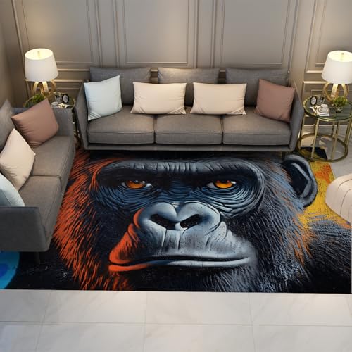 Easy Clean Bereich Teppiche Hippie Style Black Monkey Moderner Graffiti Kunst Teppich für Wohnzimmer Schlafzimmer Spielzimmer rutschfeste dünne Bodenmatte 240 x 300 cm von HOBBOY