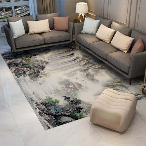 HOBBOY 60 x 120 cm Teppiche Orientalisch Feng Shui Wasserfall Berg Tusche Malerei Stil Abwaschbare niedrigflorige Bodenmatten für Wohnzimmer Arbeitszimmer Büro HOBBOY 60 x 120 cm Teppiche Orientalisch Feng Shui Wasserfall Berg Tusche Malerei Stil Abwaschbare niedrigflorige Bodenmatten für Wohnzimmer Arbeitszimmer Büro von HOBBOY