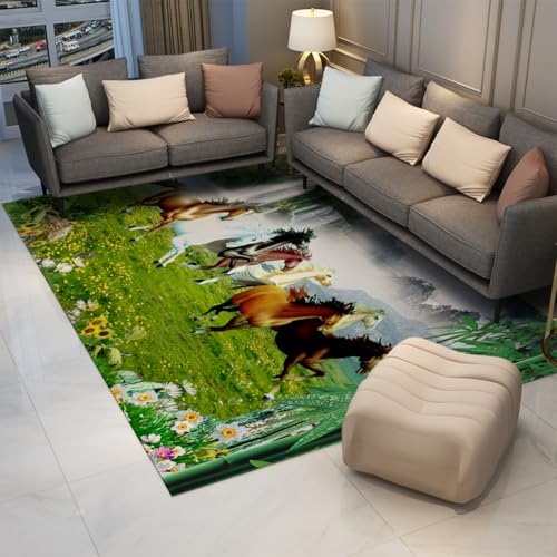 HOBBOY 80 x 120 cm Bereich Teppiche Wildblumen Grün Laufen Pferde Wasserfall Landschaft Flachflor Fußmatten für Wohnzimmer Arbeitszimmer Flur HOBBOY 80 x 120 cm Bereich Teppiche Wildblumen Grün Laufen Pferde Wasserfall Landschaft Flachflor Fußmatten für Wohnzimmer Arbeitszimmer Flur von HOBBOY