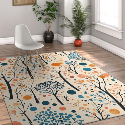 HOBBOY Abstrakte Boho Art Teppiche 150 x 210 cm Bunte Baum- und Punktmuster Throw Teppich Waschbar Weich Dünn Wohnzimmer Kinderzimmer Schlafzimmer HOBBOY Abstrakte Boho Art Teppiche 150 x 210 cm Bunte Baum- und Punktmuster Throw Teppich Waschbar Weich Dünn Wohnzimmer Kinderzimmer Schlafzimmer von HOBBOY