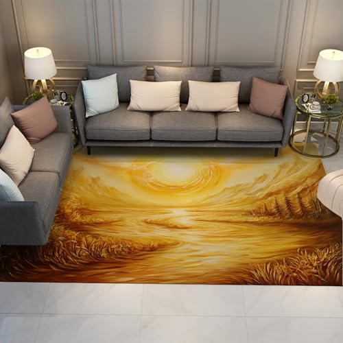 HOBBOY Abstrakte Kunst Teppiche Gelbe Sonne Berg Fluss Landschaft Niedrigflor Boden Teppich für Klassenzimmer Gästezimmer Flur Eingang 240 x 300 cm HOBBOY Abstrakte Kunst Teppiche Gelbe Sonne Berg Fluss Landschaft Niedrigflor Boden Teppich für Klassenzimmer Gästezimmer Flur Eingang 240 x 300 cm von HOBBOY