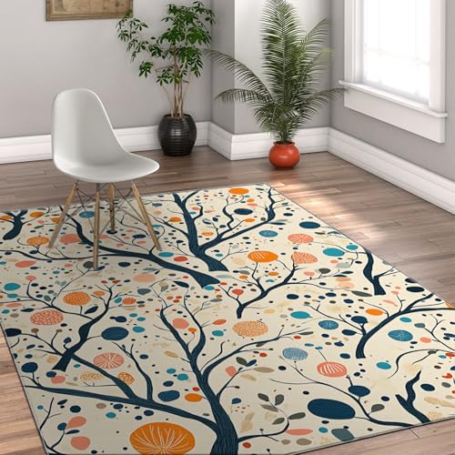 HOBBOY Abstrakte Stil Teppiche 80 x 150 cm Buntes Obstmuster Throw Teppich Waschbar Weich Niedrigflor Wohnzimmer Kinderzimmer Leseecke von HOBBOY