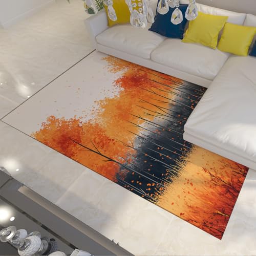 HOBBOY Abstrakter Dschungel Bereich Teppich 140 x 180 cm Orange und Schwarz Farbverlauf Design Weiche waschbare niedrigflorige Türmatten für Wohnzimmer Esszimmer Schlafzimmer tragbar HOBBOY Abstrakter Dschungel Bereich Teppich 140 x 180 cm Orange und Schwarz Farbverlauf Design Weiche waschbare niedrigflorige Türmatten für Wohnzimmer Esszimmer Schlafzimmer tragbar von HOBBOY