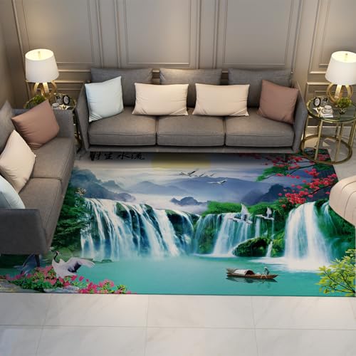 HOBBOY Asiatische Landschaft Bereich Teppiche 150 x 210 cm Wasserfall und Berge Teppich waschbar weich dünn tragbar für Wohnzimmer Schlafzimmer Moderne Wohnkultur HOBBOY Asiatische Landschaft Bereich Teppiche 150 x 210 cm Wasserfall und Berge Teppich waschbar weich dünn tragbar für Wohnzimmer Schlafzimmer Moderne Wohnkultur von HOBBOY