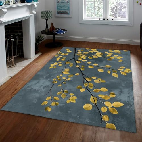 HOBBOY Blaue Fläche Teppiche für Schlafzimmer Wohnzimmer Goldene Blätter Teppich Maschinenwäsche Türmatte Niedrigflor Indoor Boden Teppich Neujahr Wohnkultur 80 x 150 cm HOBBOY Blaue Fläche Teppiche für Schlafzimmer Wohnzimmer Goldene Blätter Teppich Maschinenwäsche Türmatte Niedrigflor Indoor Boden Teppich Neujahr Wohnkultur 80 x 150 cm von HOBBOY
