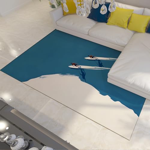 HOBBOY Blauer und weißer dünner Teppich Sommer küstensurfen Thema 2 Surfer auf brettern drucken waschbare teppiche für Wohnzimmer Badezimmer Patio 180 x 240 cm HOBBOY Blauer und weißer dünner Teppich Sommer küstensurfen Thema 2 Surfer auf brettern drucken waschbare teppiche für Wohnzimmer Badezimmer Patio 180 x 240 cm von HOBBOY