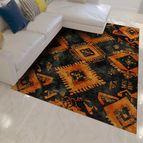 HOBBOY Boho Style 50 x 80 cm Teppich Geometrisches Stammesmuster Waschbare weiche Bodenmatten mit niedrigem Flor für Küche Schlafzimmer Flur Wohnzimmer Waschküche von HOBBOY