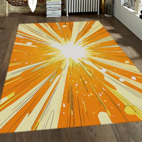 HOBBOY Cartoon Sun Area Teppiche Orange & Gelb Explosion Art Lines Print Gemütlicher dünner Teppich für Wohnzimmer Gästezimmer Spielzimmer rutschfest waschbar 90 x 150 cm HOBBOY Cartoon Sun Area Teppiche Orange & Gelb Explosion Art Lines Print Gemütlicher dünner Teppich für Wohnzimmer Gästezimmer Spielzimmer rutschfest waschbar 90 x 150 cm von HOBBOY