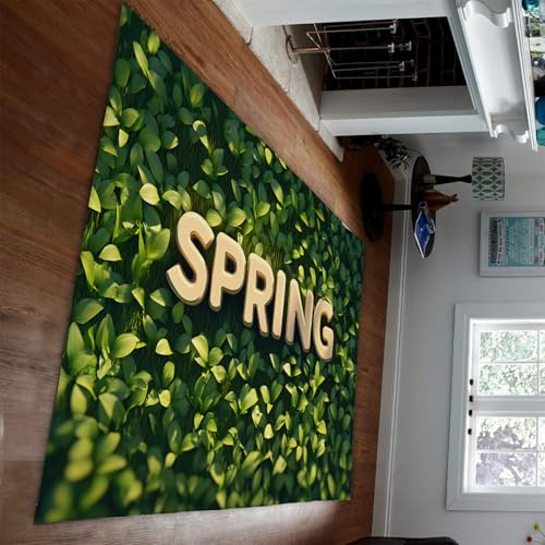 HOBBOY Erfrischende Natur Bereich Teppiche Frühling Wiese Grüne Pflanzen Druck Boden Teppich für Wohnzimmer Küche Eingang rutschfeste dünne Türmatte 210 x 240 cm von HOBBOY