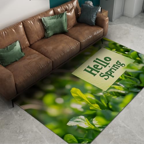 HOBBOY Erfrischende grüne Blätter Bodenteppich Hallo Frühling Pflanzen Thema dünner Innenteppich waschbar tragbar für Wohnzimmer Küche Terrasse 120 x 170 cm HOBBOY Erfrischende grüne Blätter Bodenteppich Hallo Frühling Pflanzen Thema dünner Innenteppich waschbar tragbar für Wohnzimmer Küche Terrasse 120 x 170 cm von HOBBOY