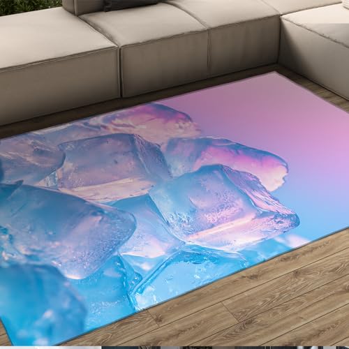 HOBBOY Erfrischender Stil Bereich Teppich Blau und Rosa Farbverlauf Eiswürfel Druck Dünne Fußmatten für Wohnzimmer Schlafzimmer Eingang rutschfest Waschbar 120 x 150 cm HOBBOY Erfrischender Stil Bereich Teppich Blau und Rosa Farbverlauf Eiswürfel Druck Dünne Fußmatten für Wohnzimmer Schlafzimmer Eingang rutschfest Waschbar 120 x 150 cm von HOBBOY