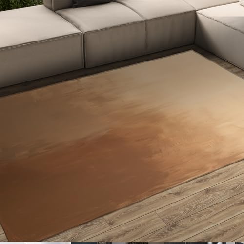 HOBBOY Esszimmerteppiche für unter dem Tisch Rutschfester niedriger Flor waschbare Khaki Gradient Bodenmatte für Wohnzimmer Sofa Schlafzimmer Küche Schlafsaal 50 x 80 cm von HOBBOY