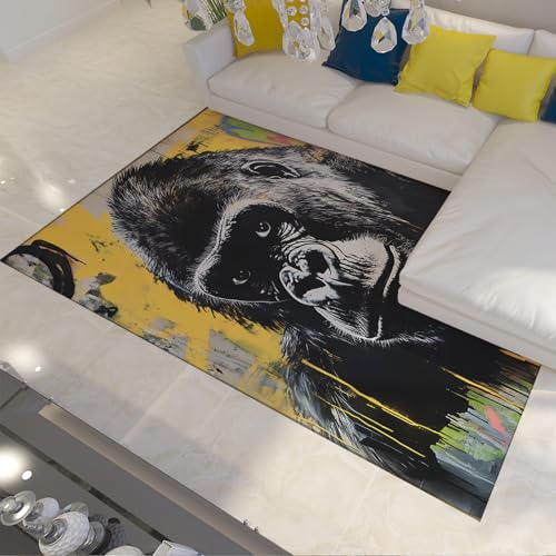 HOBBOY Faltbare Teppiche Vibrant Black Monkey Graffiti Moderne Stadt Street Art Teppich für Wohnzimmer Schlafzimmer Eingang rutschfeste dünne Bodenmatte 210 x 240 cm HOBBOY Faltbare Teppiche Vibrant Black Monkey Graffiti Moderne Stadt Street Art Teppich für Wohnzimmer Schlafzimmer Eingang rutschfeste dünne Bodenmatte 210 x 240 cm von HOBBOY