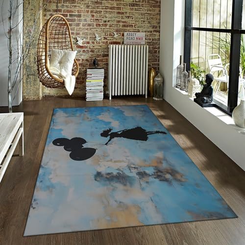 HOBBOY Große Blaue Fläche Teppiche Ballon Mädchen Muster niedrig Flor Teppich Aquarell Graffiti waschbarer Teppich für Schlafzimmer Wohnzimmer Spielzimmer Küche 210 x 240 cm HOBBOY Große Blaue Fläche Teppiche Ballon Mädchen Muster niedrig Flor Teppich Aquarell Graffiti waschbarer Teppich für Schlafzimmer Wohnzimmer Spielzimmer Küche 210 x 240 cm von HOBBOY