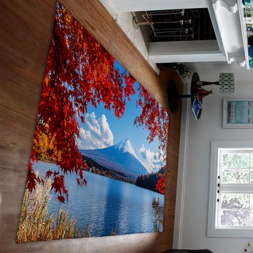 HOBBOY Große ästhetische Teppiche Snowy Mountain Red Maple Leaves Scenic Spots Muster Low Pile Bodenteppich für den Eintritt in das Arbeitszimmer Hotel 100 x 200 cm HOBBOY Große ästhetische Teppiche Snowy Mountain Red Maple Leaves Scenic Spots Muster Low Pile Bodenteppich für den Eintritt in das Arbeitszimmer Hotel 100 x 200 cm von HOBBOY