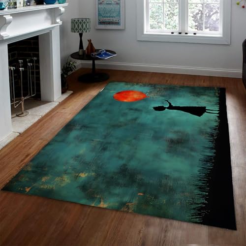 HOBBOY Große grüne Fläche Teppiche Ballon Mädchen Muster Rutschfester dünner Teppich waschbarer Innen-Outdoor-Teppich für Schlafzimmer Wohnzimmer Spielzimmer Küche 180 x 240 cm von HOBBOY