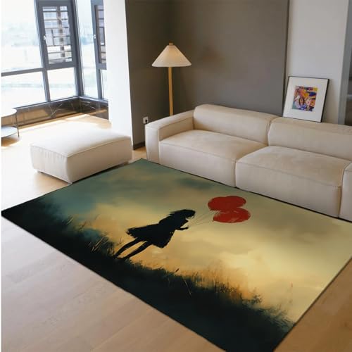 HOBBOY Großflächige Teppiche Ballon Mädchen Muster Dünner Teppich Frühmorgen Grasland Landschaft Waschbarer Teppich für Schlafzimmer Wohnzimmer Spielzimmer 180 x 240 cm HOBBOY Großflächige Teppiche Ballon Mädchen Muster Dünner Teppich Frühmorgen Grasland Landschaft Waschbarer Teppich für Schlafzimmer Wohnzimmer Spielzimmer 180 x 240 cm von HOBBOY