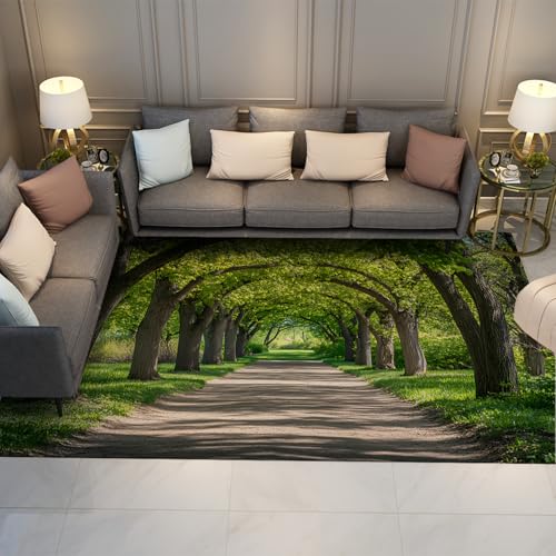 HOBBOY Grüner Garten Dünner Bereich Teppich Wald Pfad Natur Landschaft Waschbar rutschfeste Teppiche für Wohnzimmer Schlafzimmer Bibliothek Flur Eingang 60 x 120 cm von HOBBOY