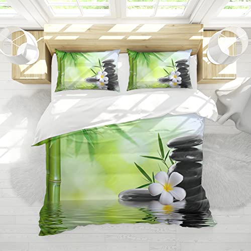 HOBBOY Grünes Bambus-Bettwäsche-Set mit fließendem Wasser und Blumenmuster, 3-teilig, weiches Bettbezug-Set mit Reißverschluss, 4 Bändern, 2 Kissenbezügen, bequemes Bettbezug-Set 180x200 cm HOBBOY Grünes Bambus-Bettwäsche-Set mit fließendem Wasser und Blumenmuster, 3-teilig, weiches Bettbezug-Set mit Reißverschluss, 4 Bändern, 2 Kissenbezügen, bequemes Bettbezug-Set 180x200 cm von HOBBOY