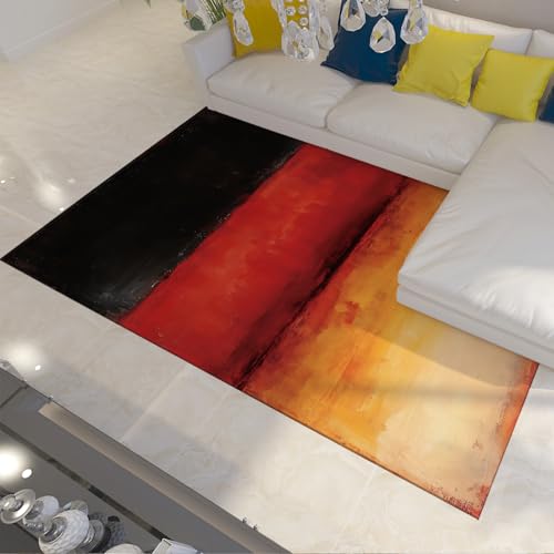 HOBBOY Indoor Outdoor Teppich Schwarz und Rot und Gelb Farbblockdruck Gemütliche dünne Türmatten für Gästezimmer Klassenzimmer rutschfest waschbar 80 x 150 cm von HOBBOY