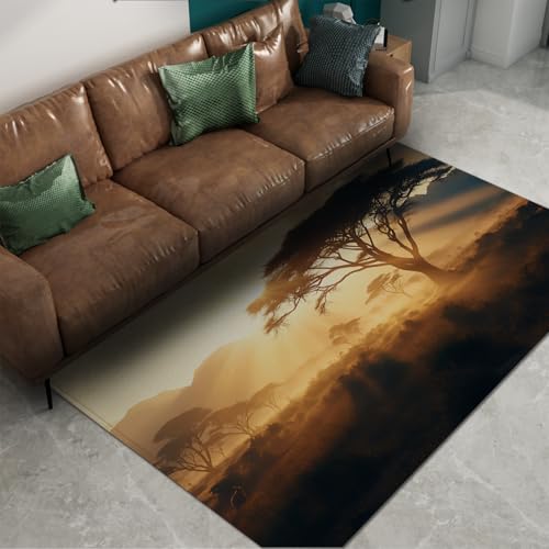 HOBBOY Indoor Outdoor Teppiche 150 x 210 cm Afrikanischer Baum Sonnenuntergang Landschaft Throw Teppich Waschbar Weich Dünn Wohnzimmer Schlafzimmer Eingang HOBBOY Indoor Outdoor Teppiche 150 x 210 cm Afrikanischer Baum Sonnenuntergang Landschaft Throw Teppich Waschbar Weich Dünn Wohnzimmer Schlafzimmer Eingang von HOBBOY
