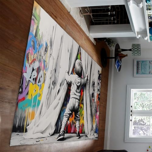 HOBBOY Indoor Outdoor Teppiche Street Art Bunte Graffiti Vorhänge und niedlicher Junge Print Dünner Teppich für Wohnzimmer Schlafzimmer Flur rutschfest 210 x 240 cm HOBBOY Indoor Outdoor Teppiche Street Art Bunte Graffiti Vorhänge und niedlicher Junge Print Dünner Teppich für Wohnzimmer Schlafzimmer Flur rutschfest 210 x 240 cm von HOBBOY