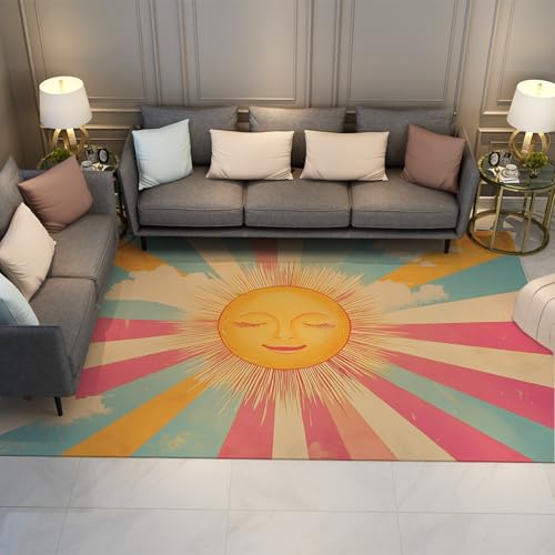 HOBBOY Lächelnde Sonne Cartoon Teppich Regenbogen Streifen Muster Ultra dünne Bodenteppiche für Kinderzimmer Spielzimmer Klassenzimmer Leseecke Wohnheim 180 x 270 cm HOBBOY Lächelnde Sonne Cartoon Teppich Regenbogen Streifen Muster Ultra dünne Bodenteppiche für Kinderzimmer Spielzimmer Klassenzimmer Leseecke Wohnheim 180 x 270 cm von HOBBOY
