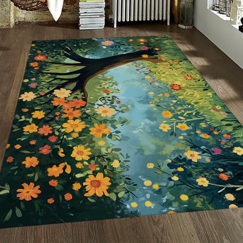 HOBBOY Lebendiger Frühling Gartenstil Bereich Teppiche Bunter Baum blühende Blumen Wiese Landschaft Niederflorteppich für Wohnzimmer Schlafzimmer 80 x 150 cm HOBBOY Lebendiger Frühling Gartenstil Bereich Teppiche Bunter Baum blühende Blumen Wiese Landschaft Niederflorteppich für Wohnzimmer Schlafzimmer 80 x 150 cm von HOBBOY