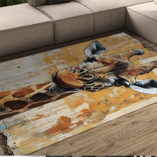 HOBBOY Leicht zu reinigende Teppiche Brauner Giraffendruck Kleiner Teppich für Wohnzimmer Schlafzimmer Küche rutschfeste dünne Bodenmatte Waschbar & Weich 210 x 240 cm HOBBOY Leicht zu reinigende Teppiche Brauner Giraffendruck Kleiner Teppich für Wohnzimmer Schlafzimmer Küche rutschfeste dünne Bodenmatte Waschbar & Weich 210 x 240 cm von HOBBOY