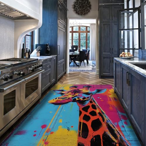 HOBBOY Leicht zu reinigende Teppiche Bunte Giraffe Graffiti Print Teppich für Wohnzimmer Schlafzimmer rutschfeste dünne Bodenmatte Waschbar & Weich 210 x 240 cm HOBBOY Leicht zu reinigende Teppiche Bunte Giraffe Graffiti Print Teppich für Wohnzimmer Schlafzimmer rutschfeste dünne Bodenmatte Waschbar & Weich 210 x 240 cm von HOBBOY