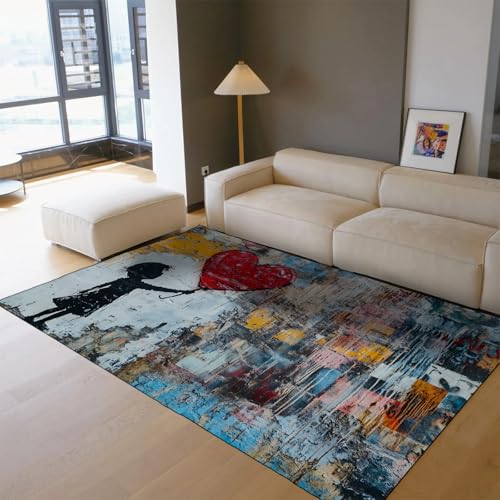 HOBBOY Leicht zu reinigende Teppiche Moderner Graffiti-Stil Roter Ballon Mädchen Muster Innenteppich für Kinderzimmer Schlafzimmer rutschfeste dünne Bodenmatte 240 x 300 cm HOBBOY Leicht zu reinigende Teppiche Moderner Graffiti-Stil Roter Ballon Mädchen Muster Innenteppich für Kinderzimmer Schlafzimmer rutschfeste dünne Bodenmatte 240 x 300 cm von HOBBOY