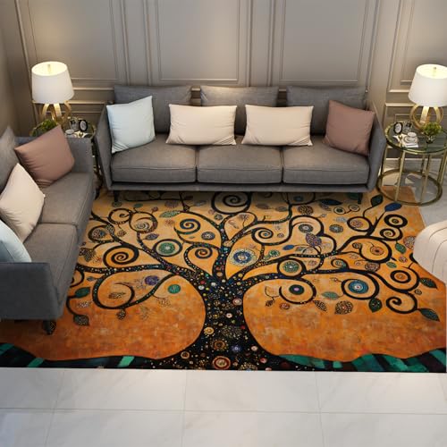 HOBBOY Meditation Space Teppiche Abstrakter Baum des Lebens Druck Fußmatten Fantasy Boho Stil Dünner Teppich für Schlafzimmer Wohnzimmer Esszimmer Sofa 140 x 180 cm von HOBBOY