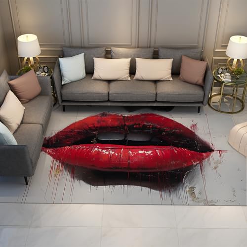 HOBBOY Modebereich Teppiche Moderne Dame Rote Lippen Graffiti Druck Innenteppich Für Wohnzimmer Schlafzimmer Nachttisch rutschfeste Dünne Bodenmatte 120 x 180 cm HOBBOY Modebereich Teppiche Moderne Dame Rote Lippen Graffiti Druck Innenteppich Für Wohnzimmer Schlafzimmer Nachttisch rutschfeste Dünne Bodenmatte 120 x 180 cm von HOBBOY