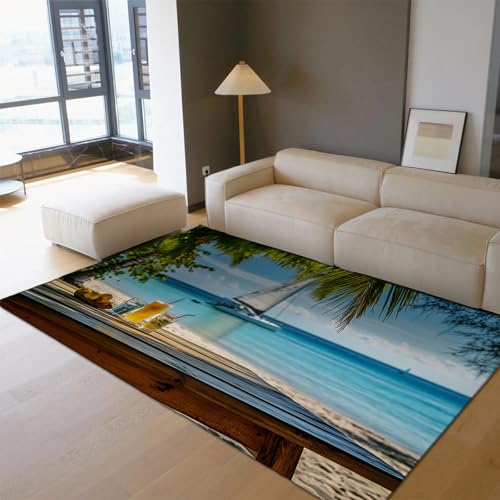 HOBBOY Moderne Küstengebiet Teppiche Segelboot Strand Restaurant Landschaft Teppich waschbar weich niedriger Flor für Küche Wohnzimmer Esszimmer 140 x 180 cm HOBBOY Moderne Küstengebiet Teppiche Segelboot Strand Restaurant Landschaft Teppich waschbar weich niedriger Flor für Küche Wohnzimmer Esszimmer 140 x 180 cm von HOBBOY